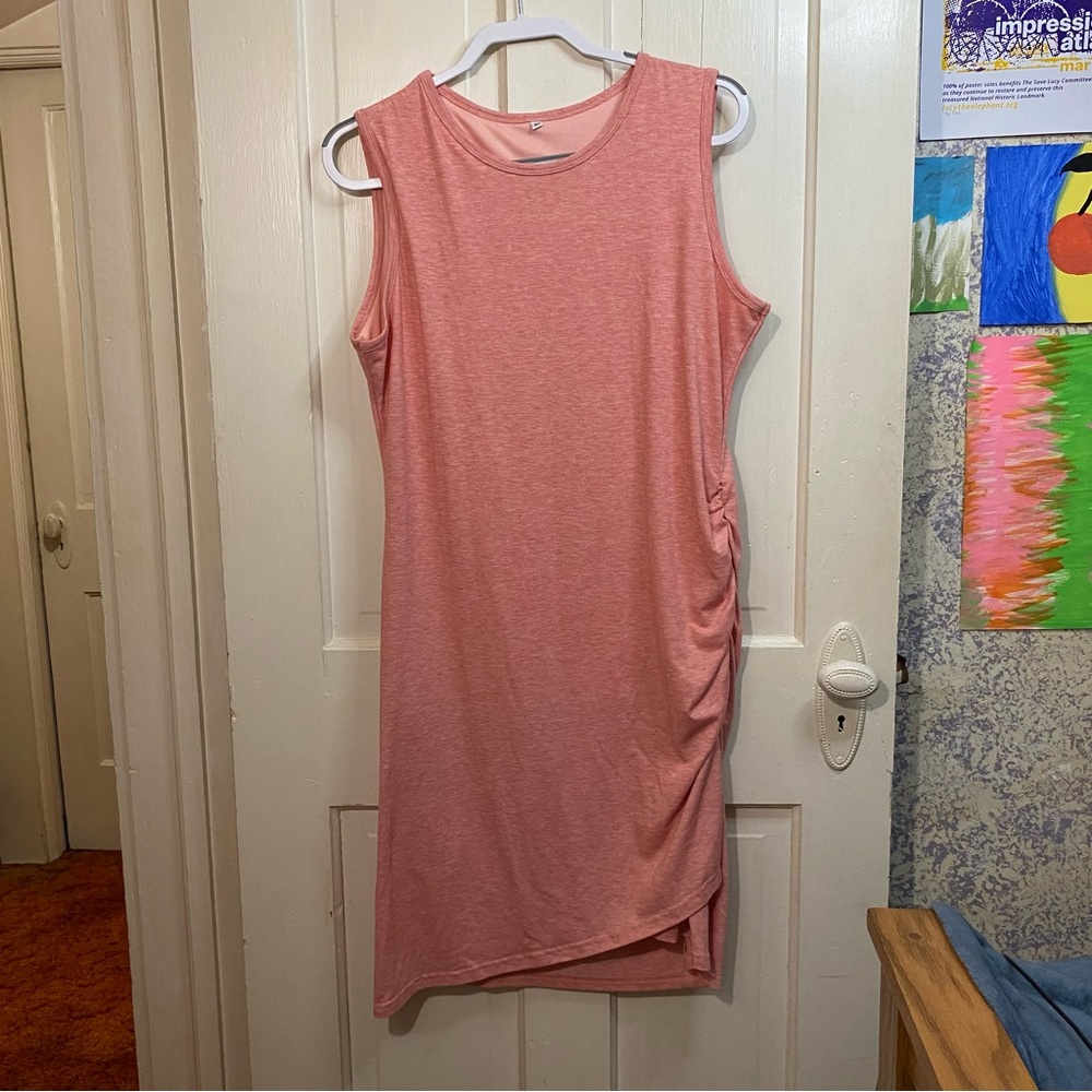 BODYCON DRESS | Rouched Sleeveless Pink Bodycon Dress